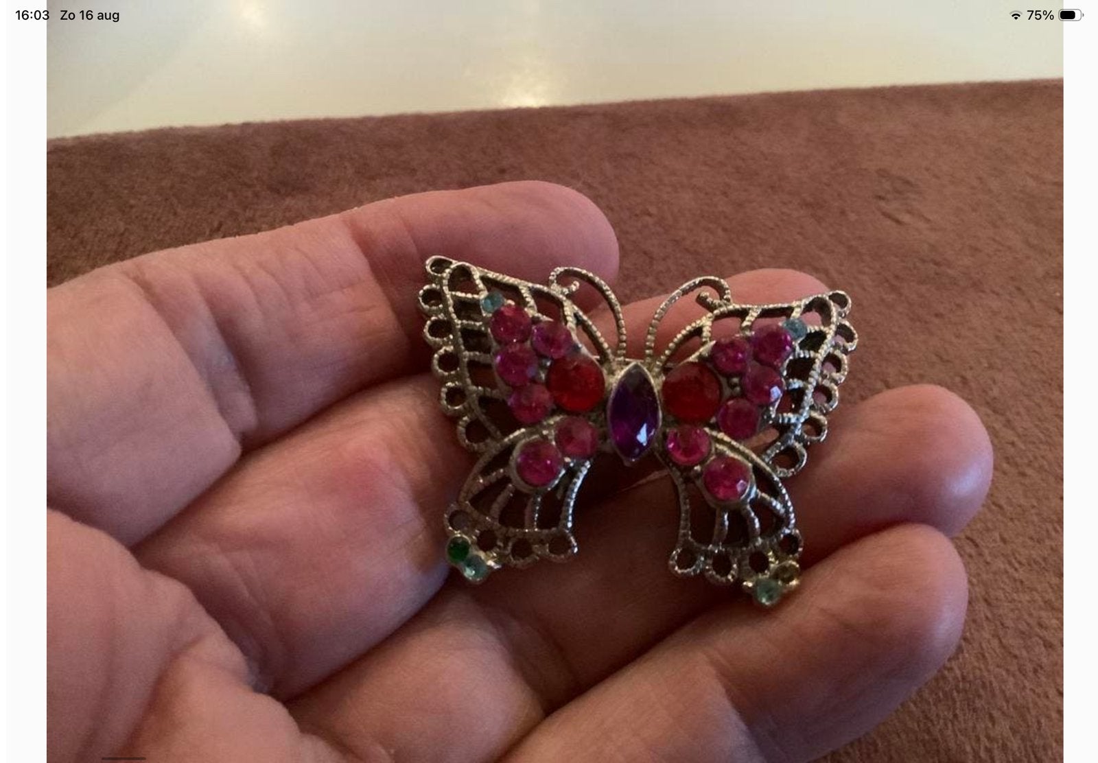 Mooi vintage broche vlinder zirkoon, Overige materialen, Verzenden, Minder dan 4 cm, Zo goed als nieuw