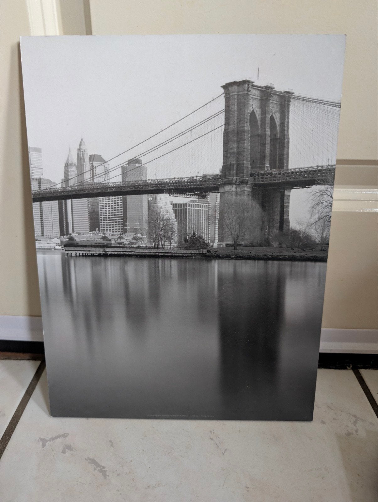 IKEA GRÖNBY Brooklyn Bridge Zwart-wit foto, Minder dan 50 cm, Gebruikt, Ophalen of Verzenden, Print