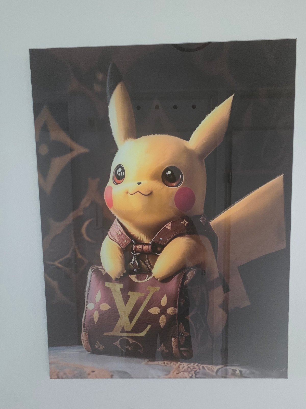 Pikachu Louis Vuitton Glasplaat 80x60 cm, Ophalen of Verzenden, 75 – 100, 50 tot 75 cm, Print
