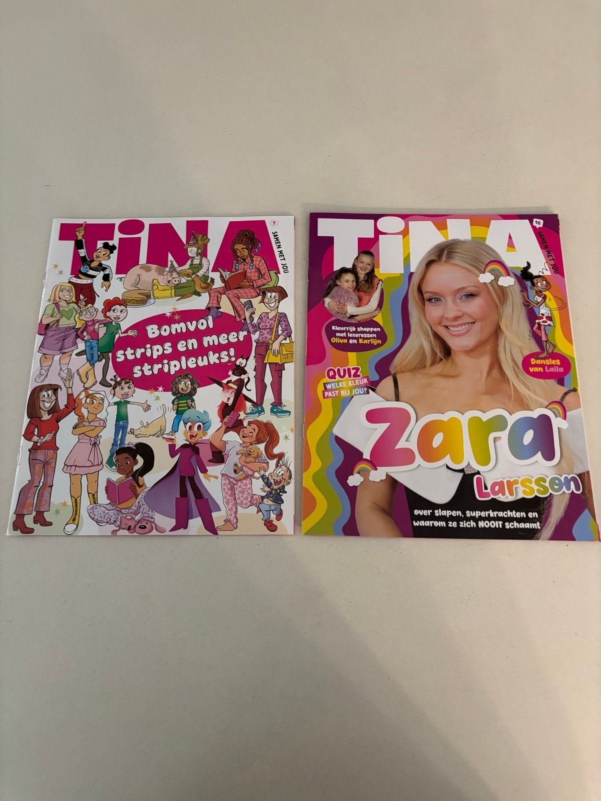 Tina tijdschriften - 2 edities met Zara Larsson Quiz Strips!, Ophalen of Verzenden, Zo goed als nieuw, Damesbladen