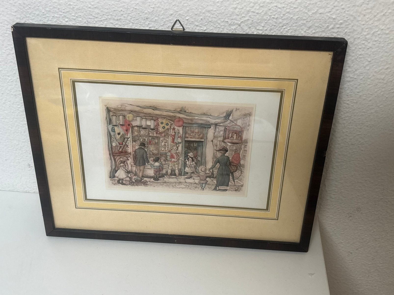 Vintage Anton Pieck reproductie “de speelgoedwinkel”, Ophalen of Verzenden, Lithografie