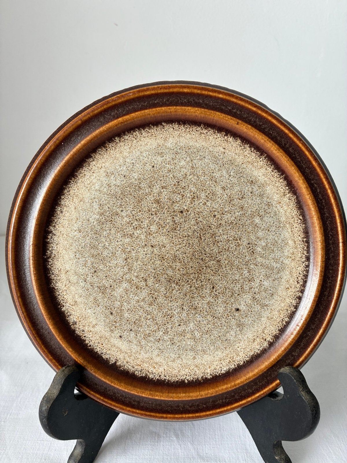 Vintage bruin aardewerk bord - Rustieke stijl, Ophalen of Verzenden