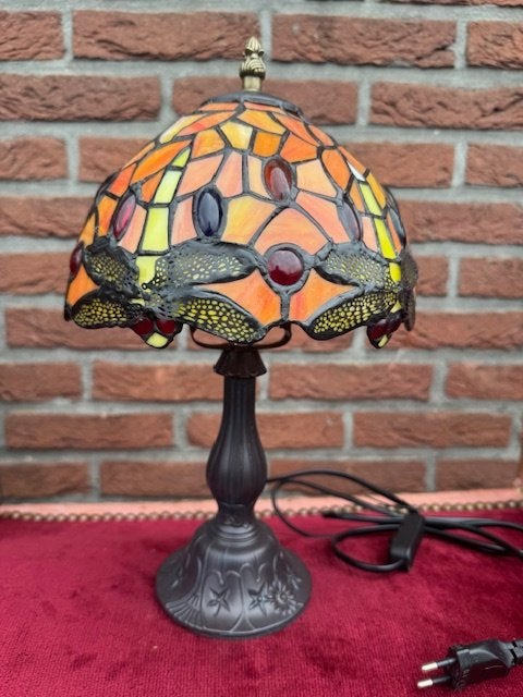 prachtige Tiffany lamp, libellendecor, Met schakelaar, Tiffany lamp, Ophalen of Verzenden, Zo goed als nieuw
