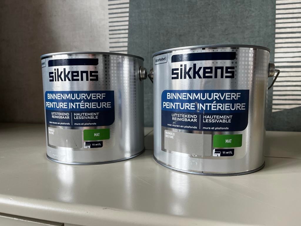 Sikkens Binnenmuurverf Warmgrijs Mat - 2,5 liter, Nieuw, Ophalen of Verzenden, Verf, Grijs