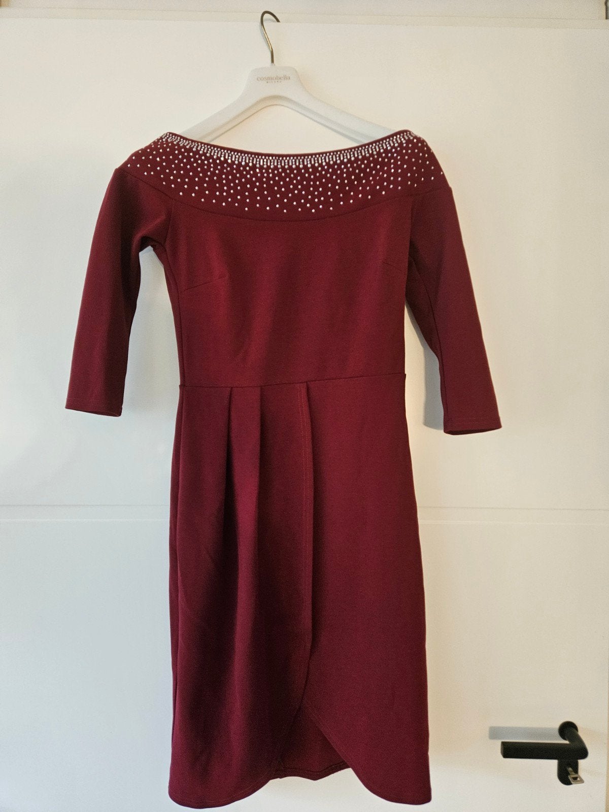 Bodyflirt Boutique bordeaux rode jurk met studs, Ophalen of Verzenden, Zo goed als nieuw, Bodyflirt Boutique, Maat 34 (XS) of kleiner
