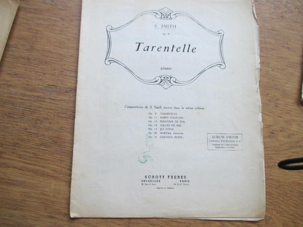 S.SMITH - TARENTELLE - VOOR PIANO, Gebruikt, Klassiek, Ophalen of Verzenden, Artiest of Componist