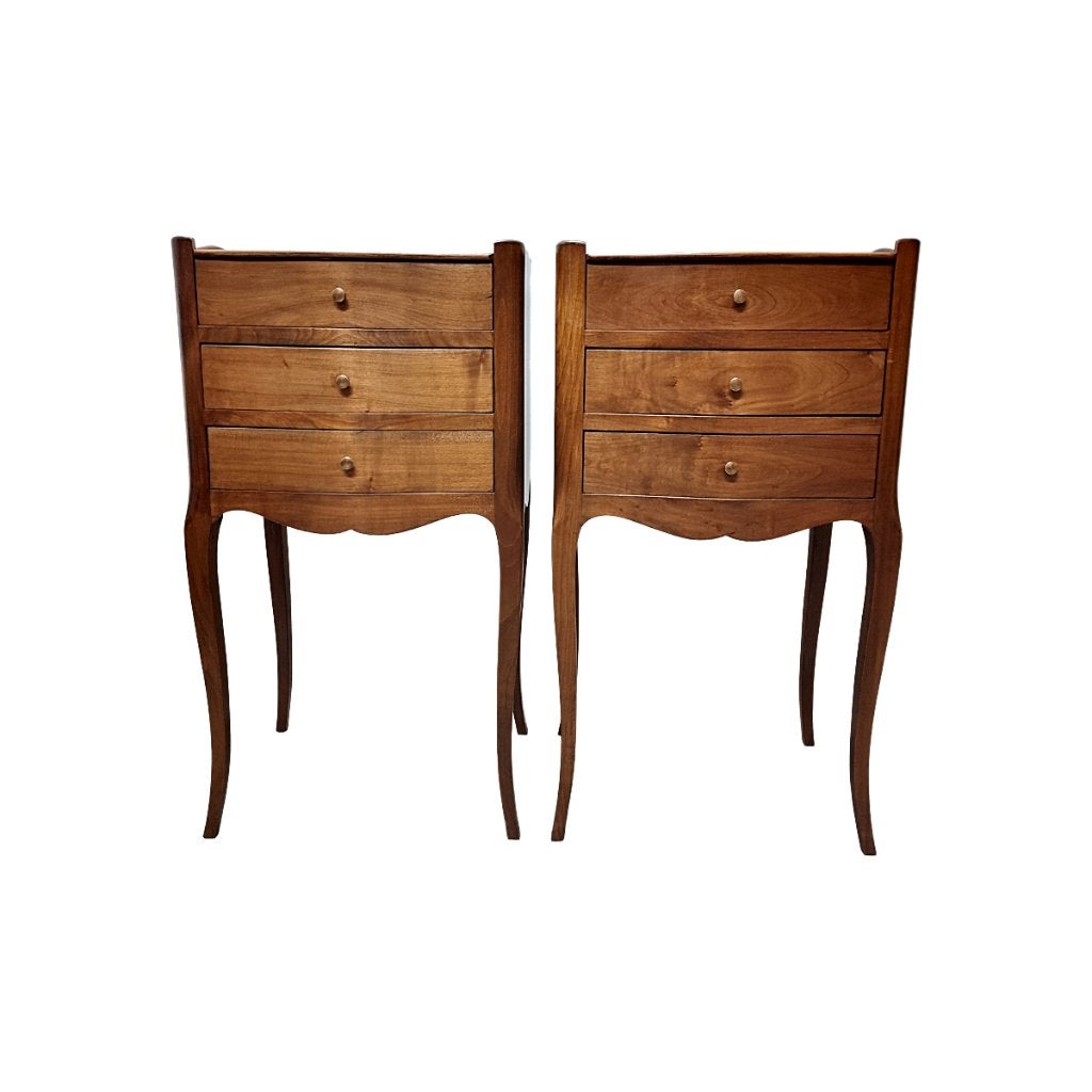 Franse Louis XV stijl notenhouten nachtkastjes, jaren 70, Ophalen, Gebruikt, Minder dan 45 cm, 70 cm of meer