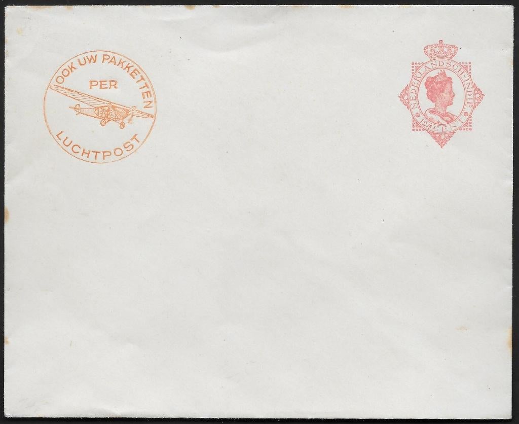 Envelop Ned. Indië 54c 12½ cent. Bijdruk luchtpostreclame., Ophalen of Verzenden, Envelop