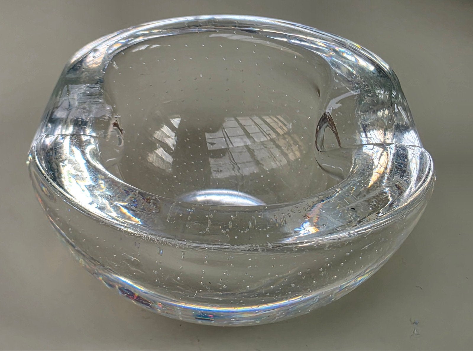 Vintage Leerdam Spijkerglas Asbak - Bubbelglas Design, Antiek en Kunst, Ophalen of Verzenden