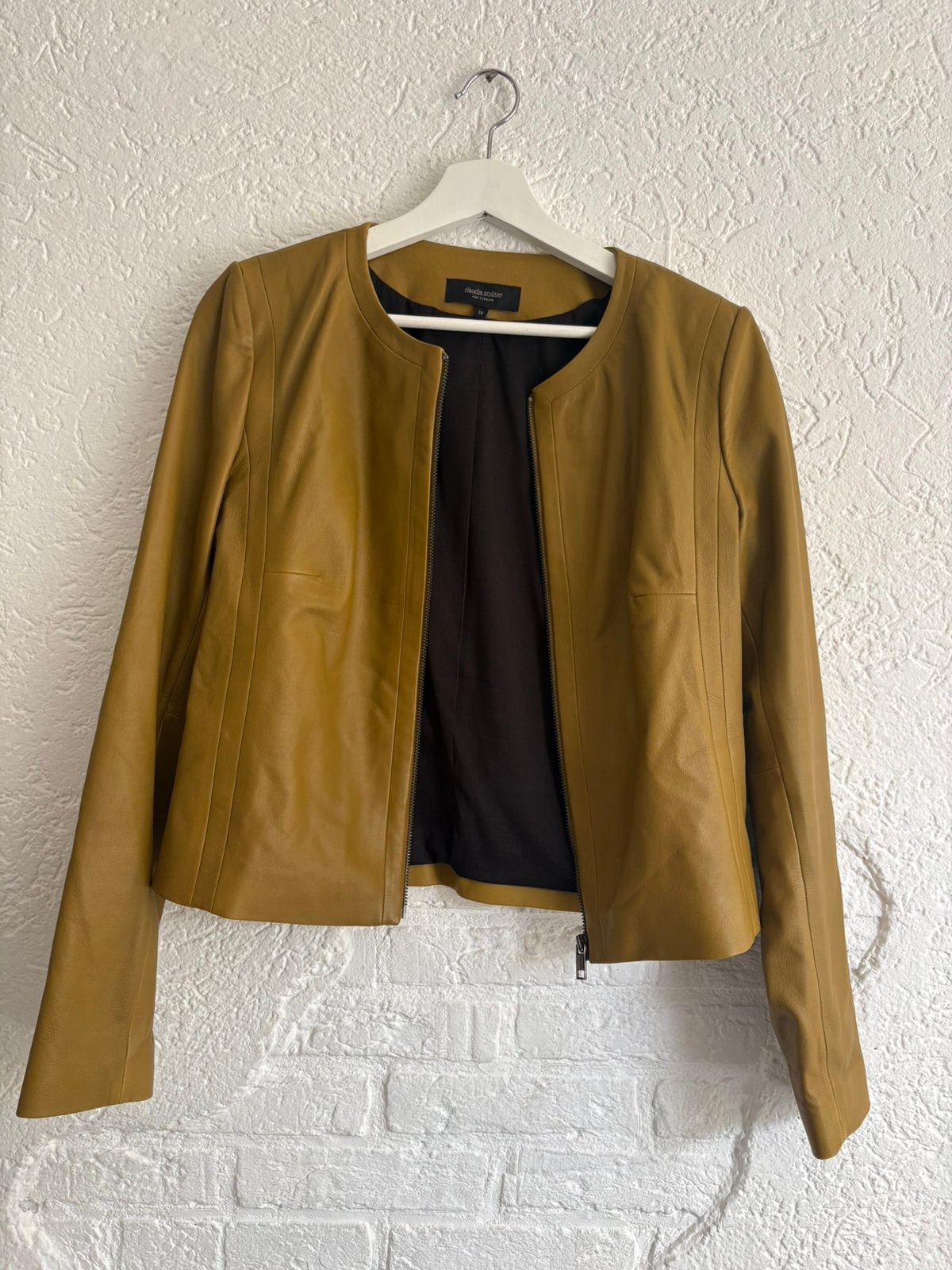 Claudia Strater echt leren jas mosterd 38, Kleding | Dames, Ophalen of Verzenden, Zo goed als nieuw, Maat 38/40 (M)