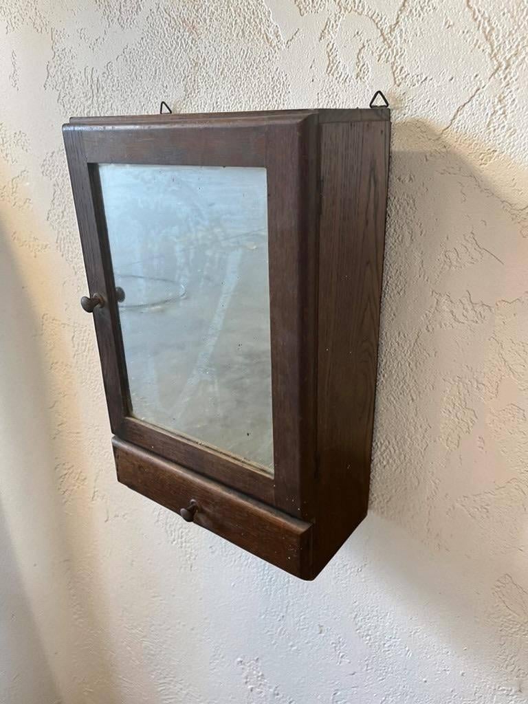 vintage houten wandkastje / muurkastje met spiegel, Ophalen