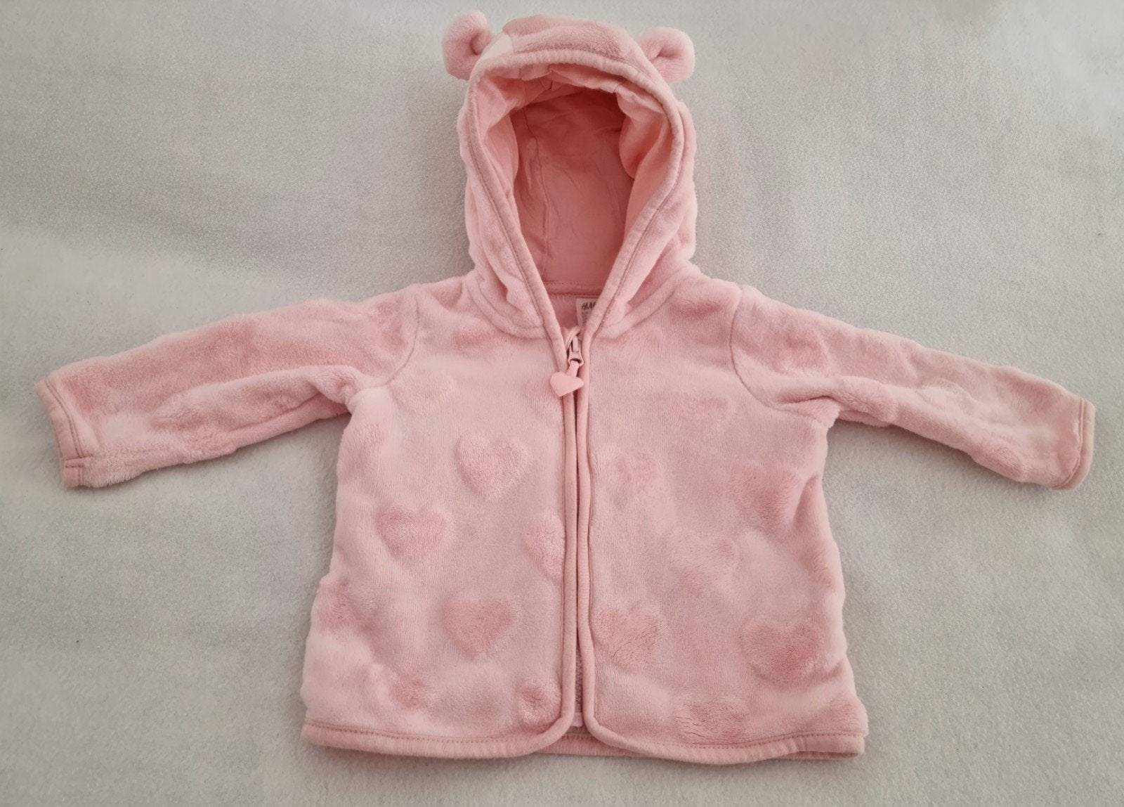 Teddybeer jasje teddy jas baby kleding maat 62 roze hart, Gebruikt, H&M, Jasje, Verzenden