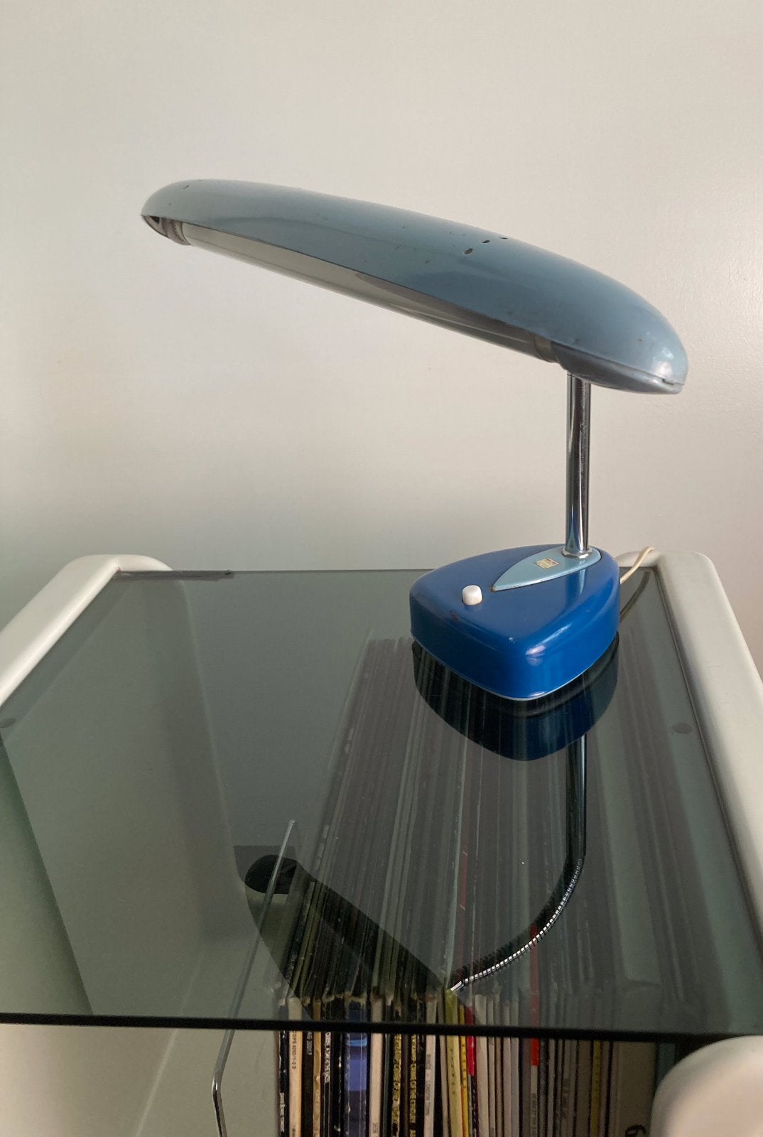 Vintage zwanenhals bureaulamp National Fluorescent Stand, Ophalen, Gebruikt, Minder dan 50 cm