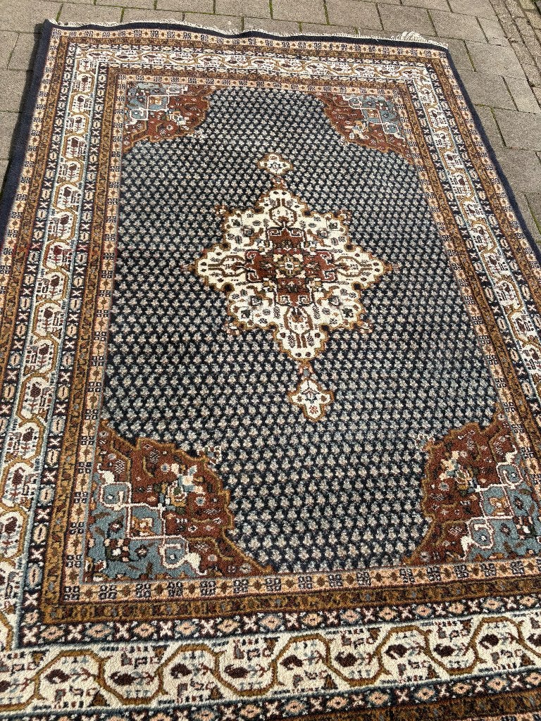 Zware handgeknoopte Mir Sarouck 280 x 180, Ophalen, Gebruikt, Blauw, Klassiek