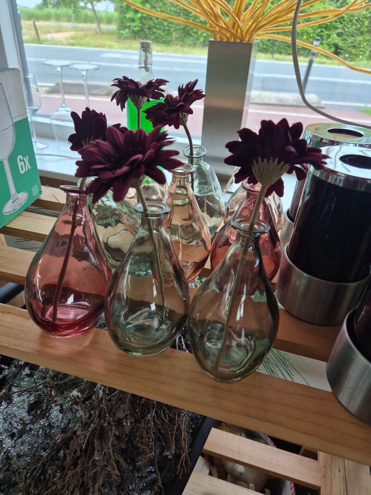 Set van 9 decoratieve glazen vaasjes voor tafel, Antiek en Kunst, Antiek | Vazen, Ophalen