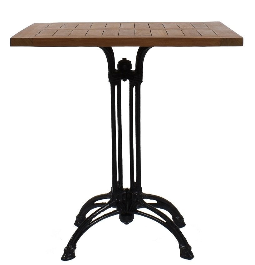 Terrastafel teak vierkant 70x70cm gietijzer 4-poot onderstel, Info@edvonline.nl, Inductorstraat 9b 3903 KA Veenendaal, Nieuw, Ophalen of Verzenden