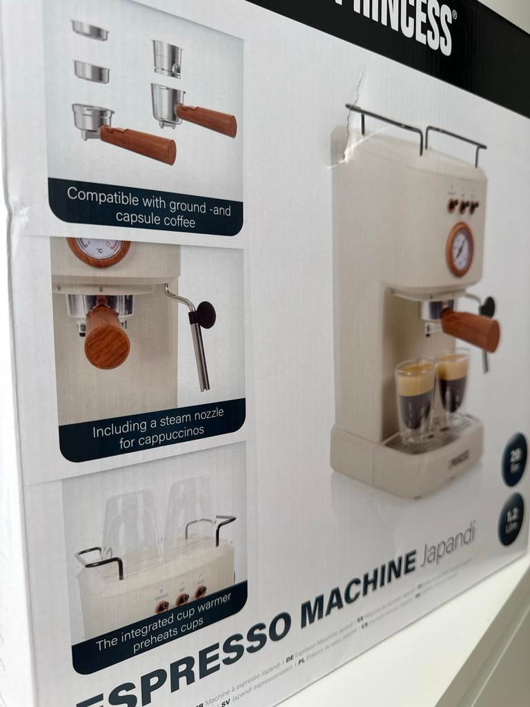Princess Espressomachine Japandi - Nieuw in doos, Ophalen of Verzenden, Zo goed als nieuw