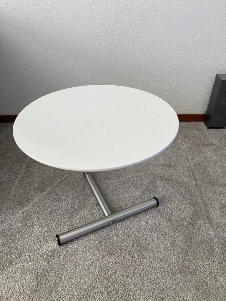 Wit bijzettafeltje, in hoogte verstelbaar, Minder dan 55 cm, Gebruikt, Rond, Modern