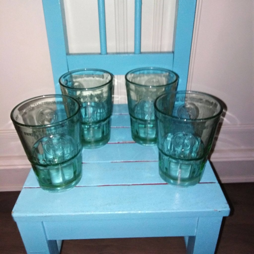 Bacardi mojito glazen lichtgroen 4 stuks 12 cm hoog, Ophalen, Glas of Glazen, Overige stijlen, Glas
