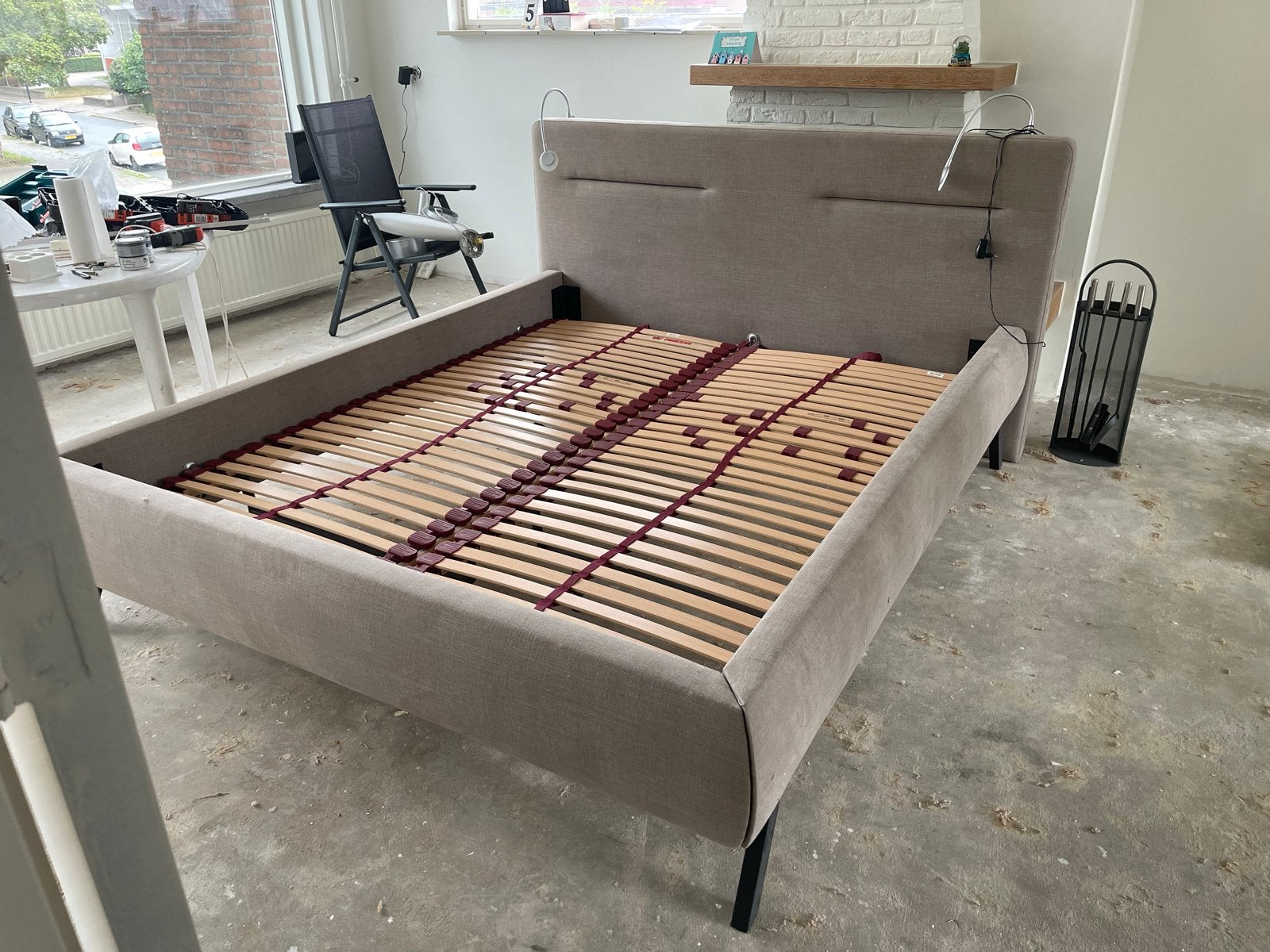 Tweepersoonsbed 180x200 cm met lattenbodems, Ophalen, Tweepersoons, Zo goed als nieuw, 180 cm