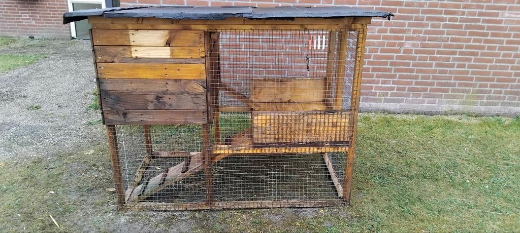 Konijnen hok zelf gemaakt 1 jaar oud, Ophalen, 110 cm of meer, Zo goed als nieuw, 90 cm of meer