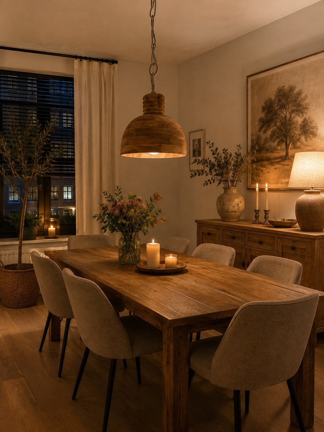 Houten hanglamp - E27 fitting - in perfecte staat, Ophalen of Verzenden, Zo goed als nieuw, Hout, E27 (groot)