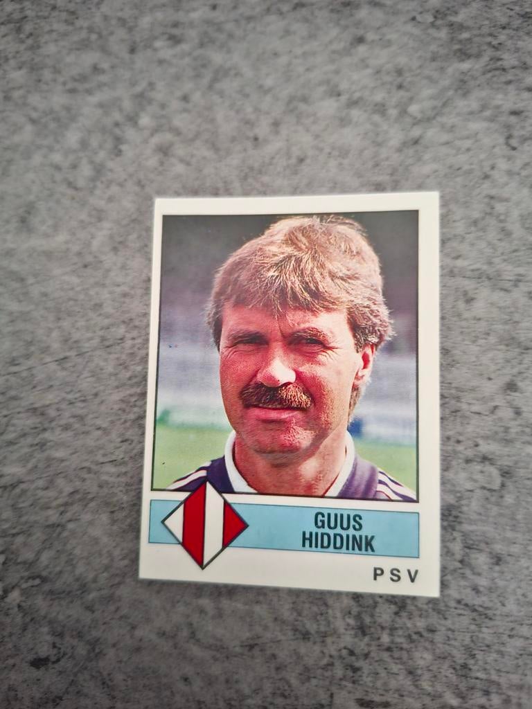 Panini sticker Voetbal 87. Trainer Guus Hiddink PSV., Verzenden, Zo goed als nieuw, Sticker