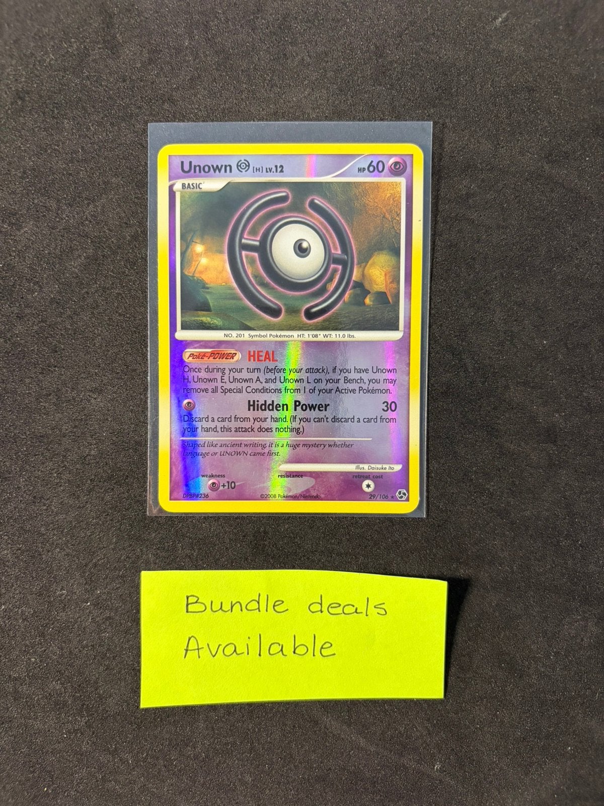 Pokemon card Unown (H) 29 - Great Encounters - Pokemon tcg, Ophalen of Verzenden, Zo goed als nieuw, Losse kaart