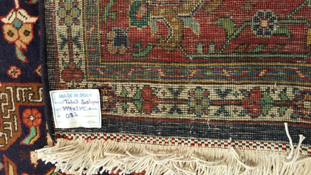 Oosters Perzisch tapijt Tabriz 394x275 Kleed/wol/50%korting, Blauw, Www.simatapijten.nl, 200 cm of meer, Ophalen of Verzenden