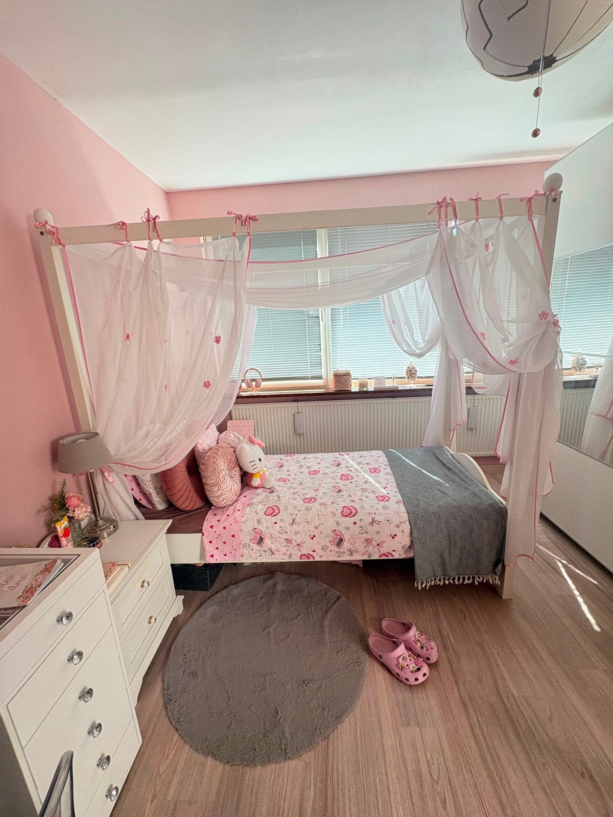 Prachtig Wits Hemelbed incl. Matras & Gordijnen!, Ophalen, 90 cm, Eenpersoons, Zo goed als nieuw