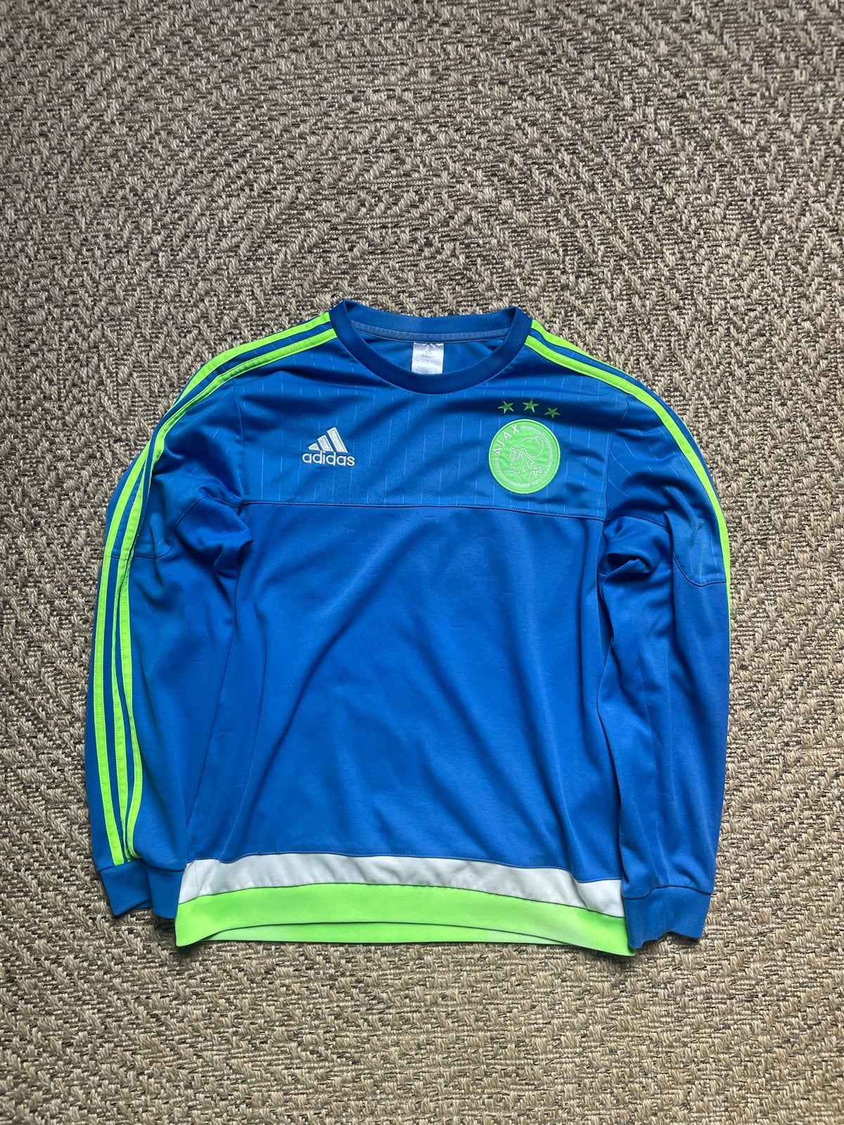 Adidas Ajax Trainingstrui Blauw/Neon Groen Maat M, Ophalen of Verzenden, Zo goed als nieuw, Voetbal, Maat 48/50 (M)