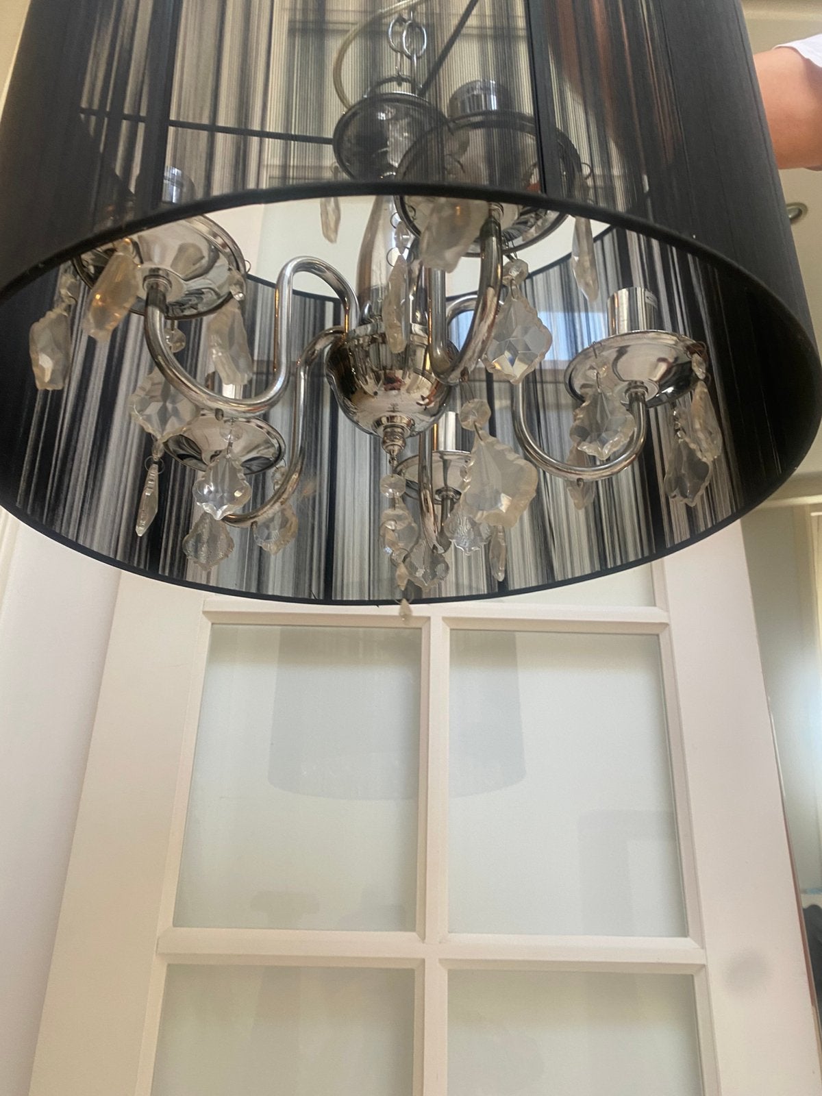 Kroonluchter lamp met glas druppels, Ophalen of Verzenden, Zo goed als nieuw, Overige materialen, Klassiek