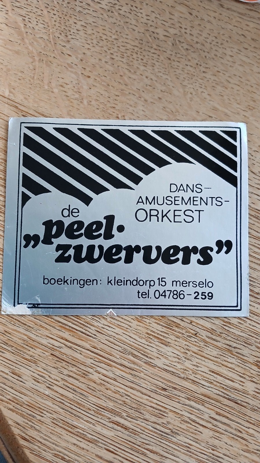 Sticker dans- en amusementsorkest De Peelzwervers, MERSELO, Verzamelen, Ophalen of Verzenden, Zo goed als nieuw