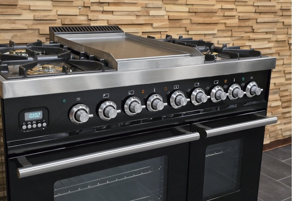Boretti fornuis 90cm hoogglans zwart + rvs 2 ovens Frytop, Niet ingevuld, 60 cm of meer, Niet ingevuld, Ophalen of Verzenden