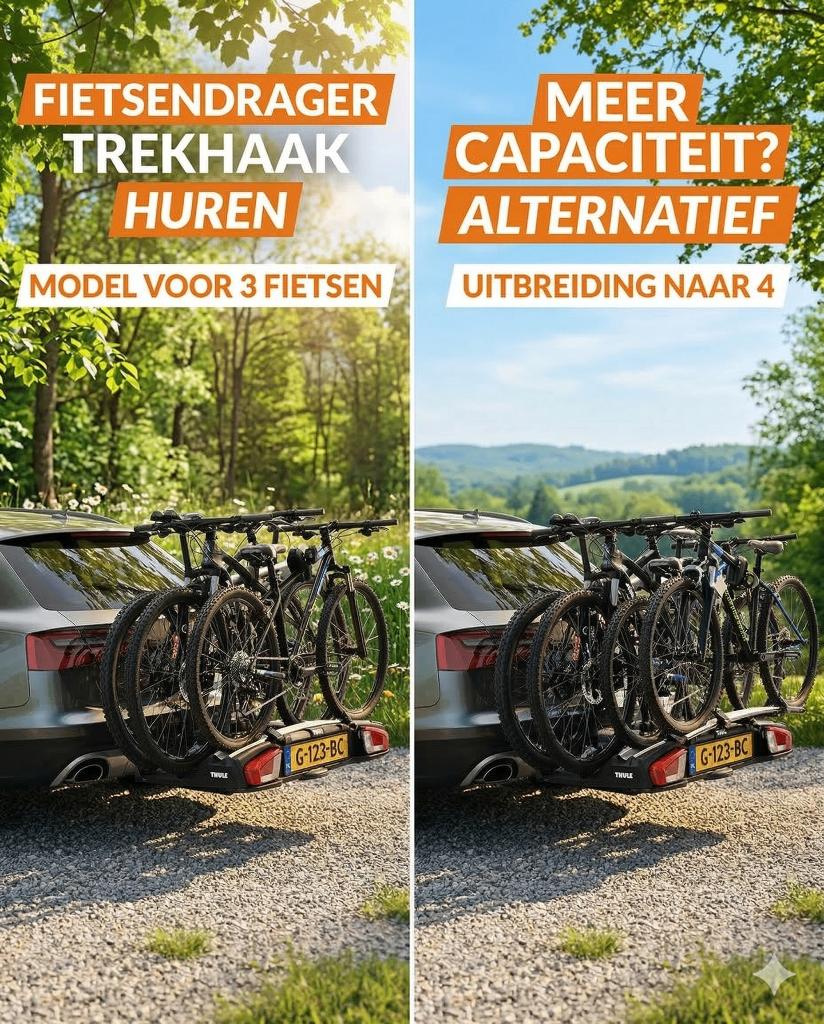 Fietsendrager 4 fietsen huren – Thule Velospace XT3, Ophalen, 3 fietsen of meer, Elektrische fiets, Zo goed als nieuw