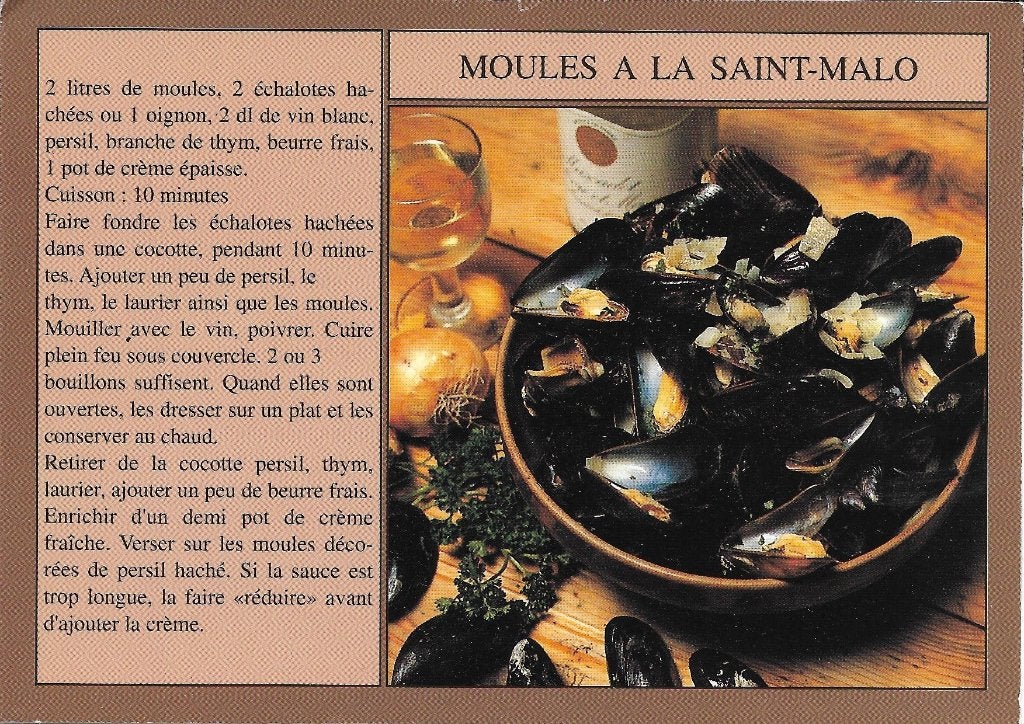 Ansichtkaart  	Saint-Malo (Fra)	Mosselen	met Bretons recept, Verzenden, 1980 tot heden, Gelopen, Frankrijk