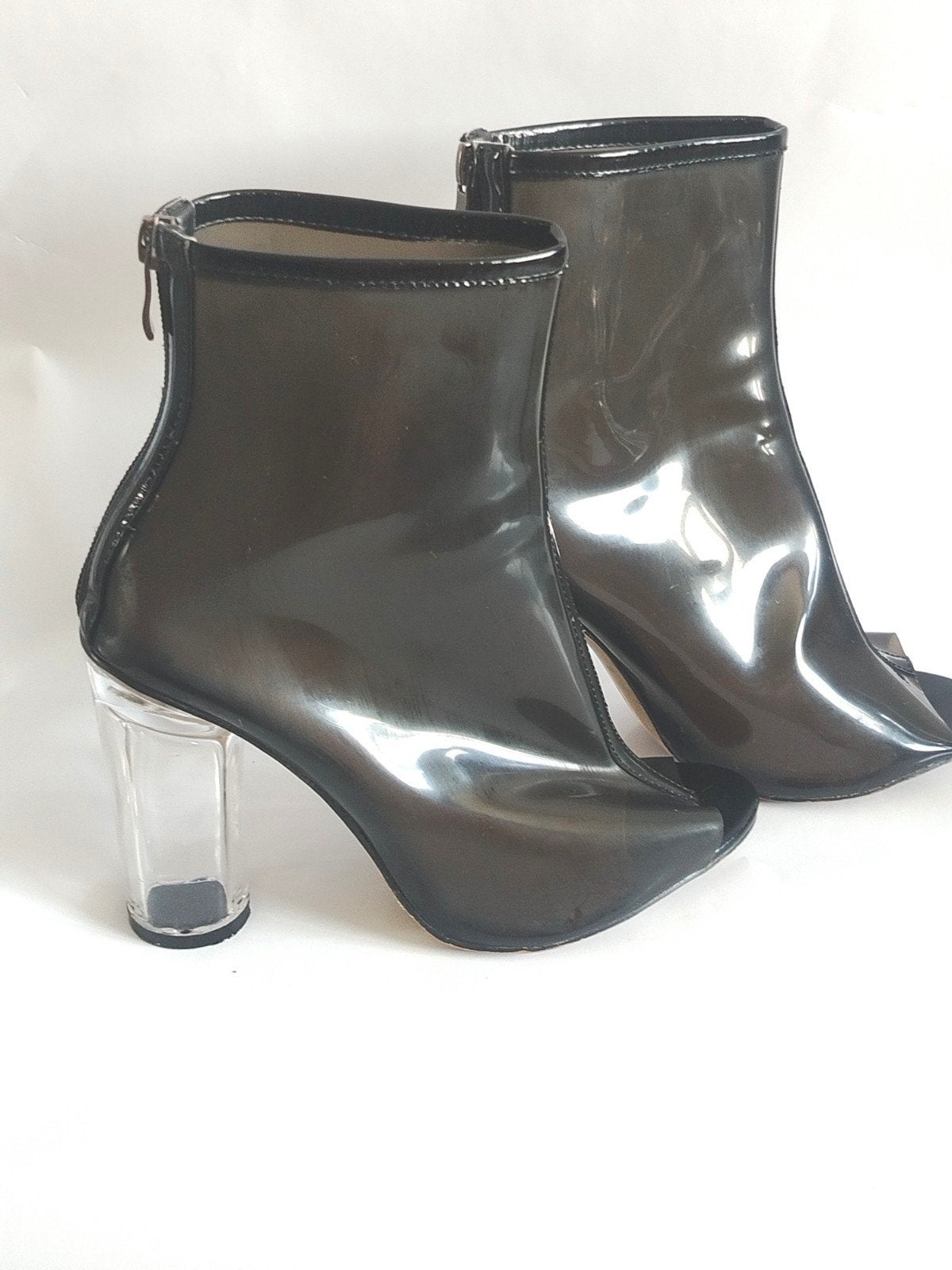 Transparante Peep-Toe Enkellaarsjes met Blokhak 38, Ophalen of Verzenden