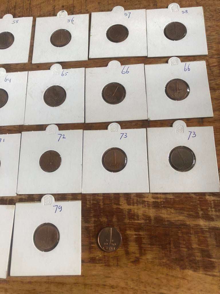 Set 1 cent munten 1950-1980, Ophalen of Verzenden, Koningin Juliana, 1 cent, Setje