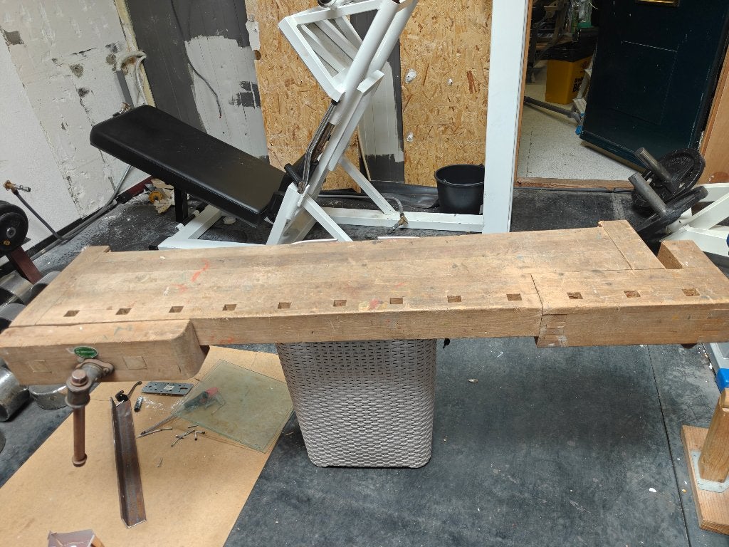 Wandplank / TV meubel vintage timmermans werkbank, Ophalen of Verzenden