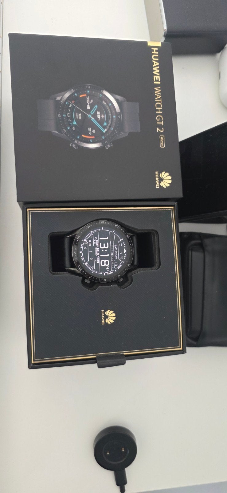 Huawei Watch GT 2 - Zwart Smartwatch, Sieraden, Tassen en Uiterlijk, Zwart, Ophalen of Verzenden, Zo goed als nieuw, GPS