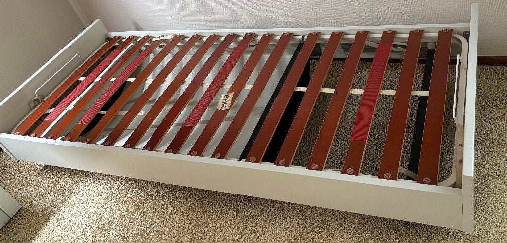 Wit Interlübke eenpersoonsbed met lattenbodem 195x90cm, Ophalen, 90 cm, Eenpersoons, Wit