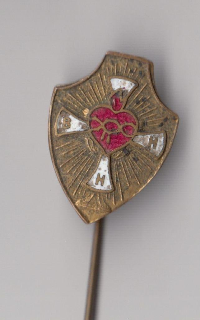 BHH emaille Religie of Medisch speldje, Verzamelen, Speldjes, Pins en Buttons, Gebruikt, Niet vindbaar, Niet vindbaar, Speldje of Pin