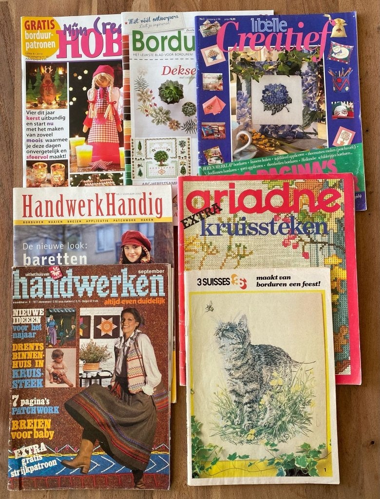 7 Handwerk Tijdschriften: Borduren, Breien, Haken, Ophalen of Verzenden, Gelezen, Borduren en Naaien, Diverse