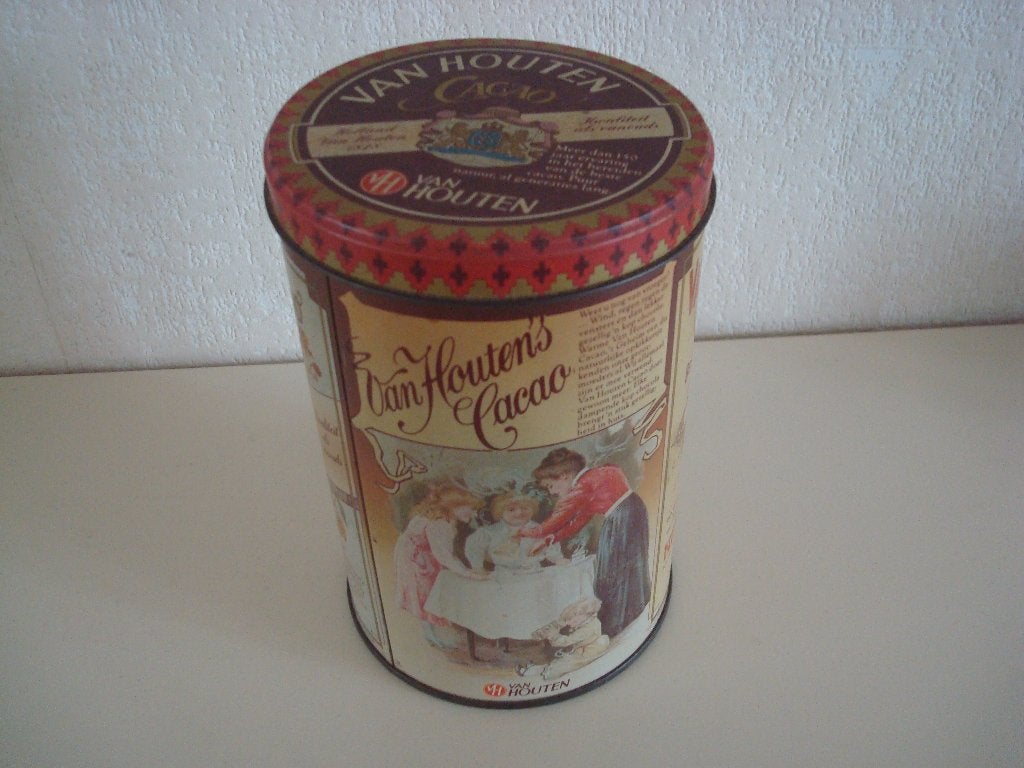 Blik Van Houten Cacao, Ophalen of Verzenden, Gebruikt, Overige