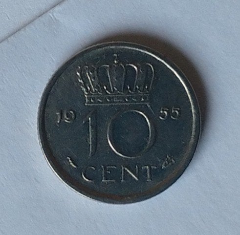10 cent 1955, volgnr 13.1, Ophalen of Verzenden, Koningin Juliana, Overige waardes, Losse munt