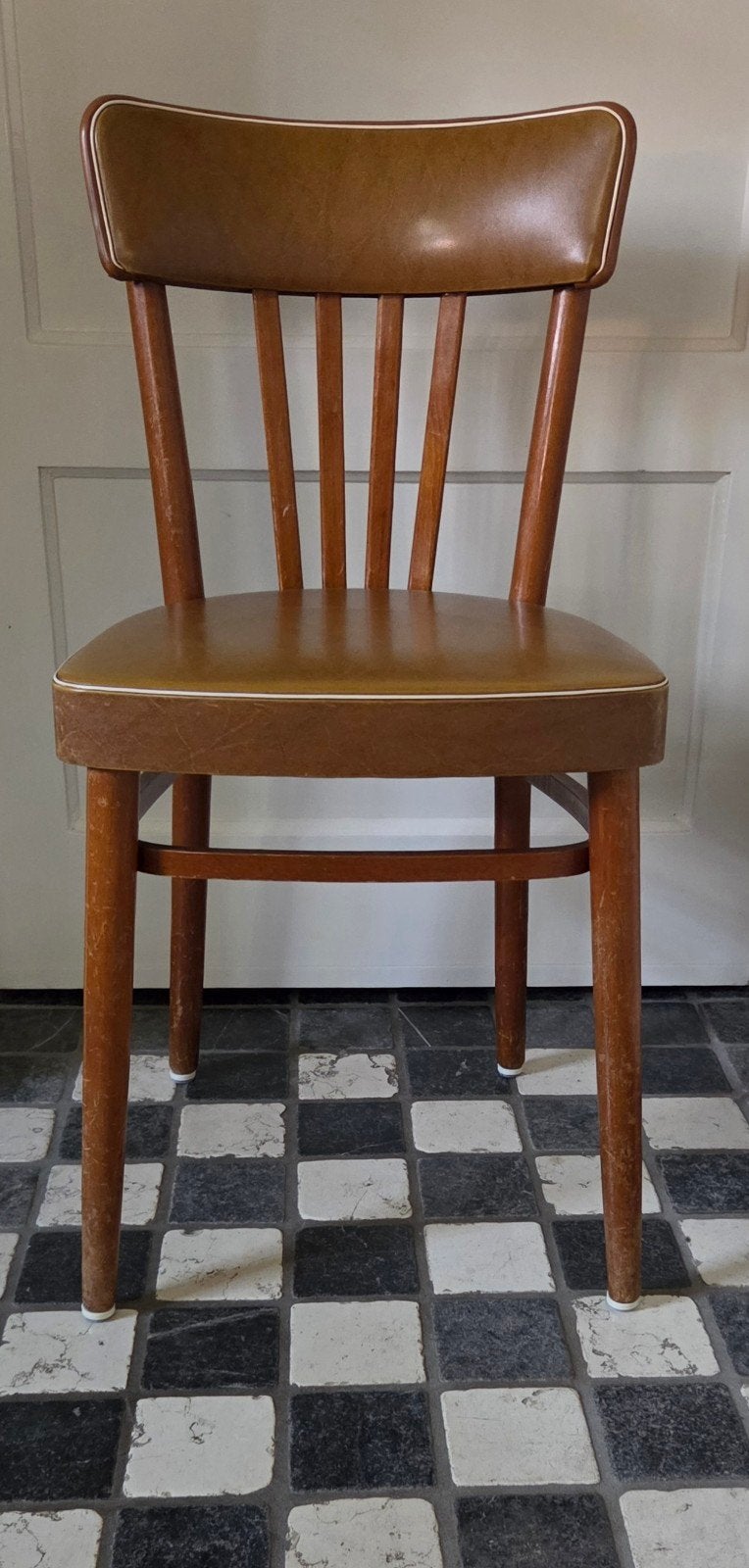 Stoel oud jaren '50 vintage., Ophalen, Gebruikt, Bruin, Eén