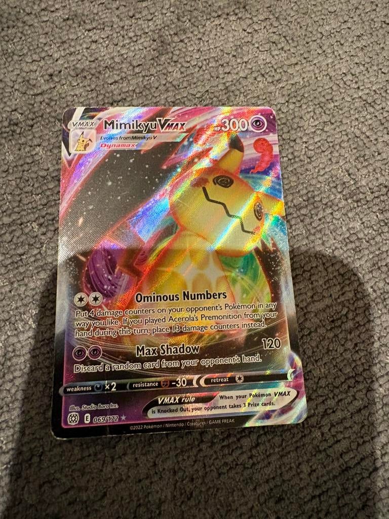 Mimikyu vmax, Hobby en Vrije tijd, Verzamelkaartspellen | Pokémon, Ophalen, Zo goed als nieuw, Losse kaart, Foil