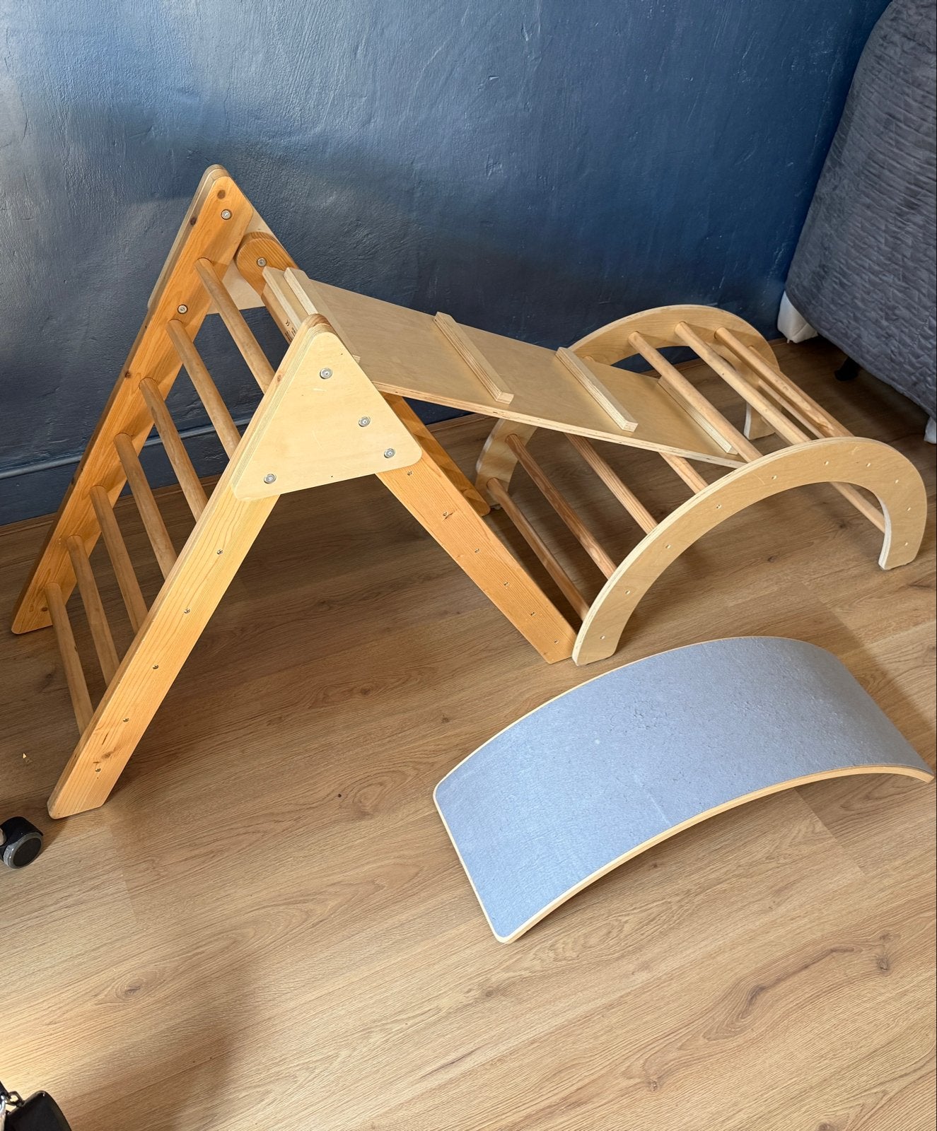 Houten Klimrek Set: Pikler Driehoek, Klimboog & Glijbaan, Ophalen, Zo goed als nieuw, Glijbaan