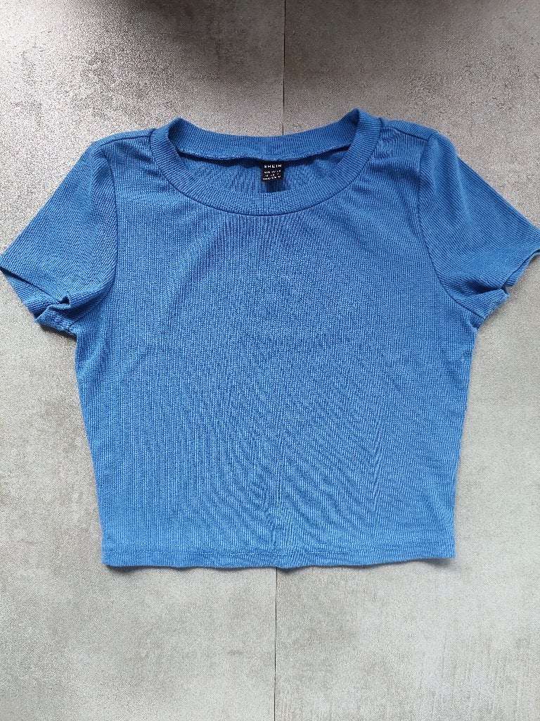 Shein blauw kort T-shirt maat M, Kleding | Dames, Maat 38/40 (M), Blauw, Ophalen of Verzenden, Korte mouw