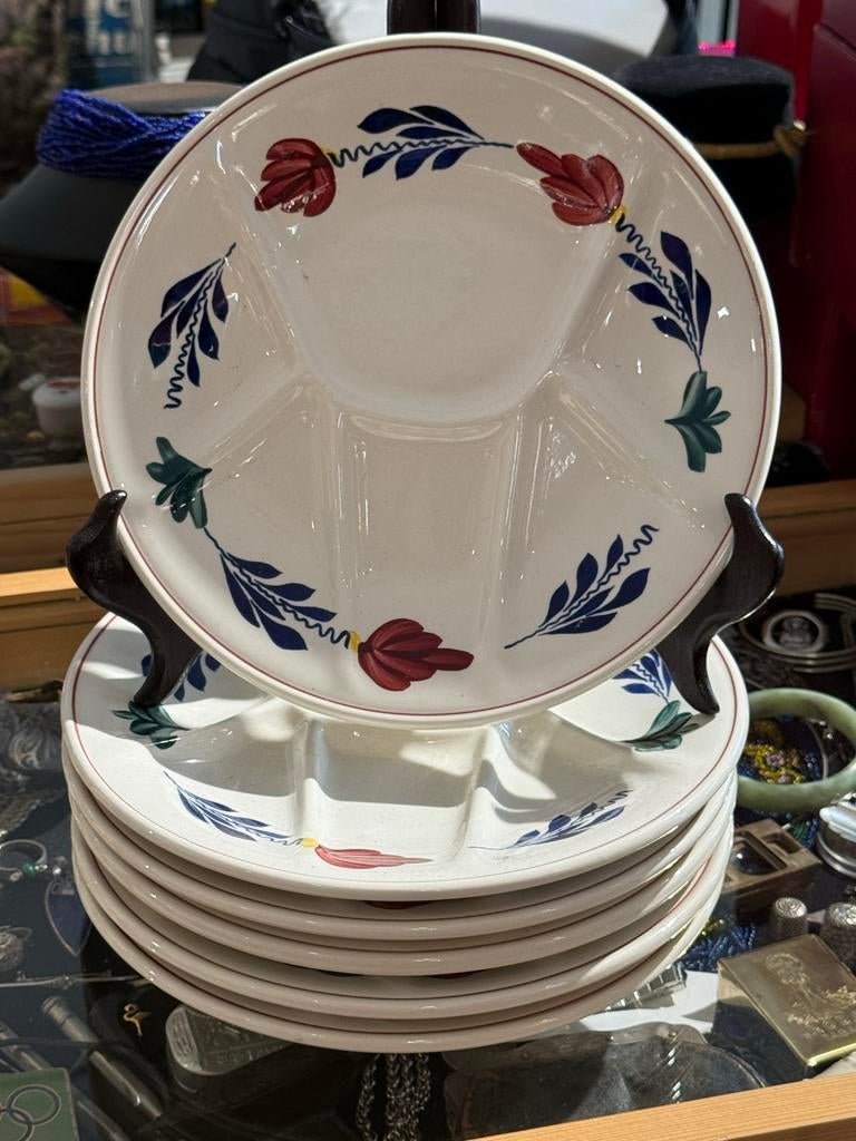 Boerenbont fondue borden 6x, Antiek en Kunst, Ophalen of Verzenden